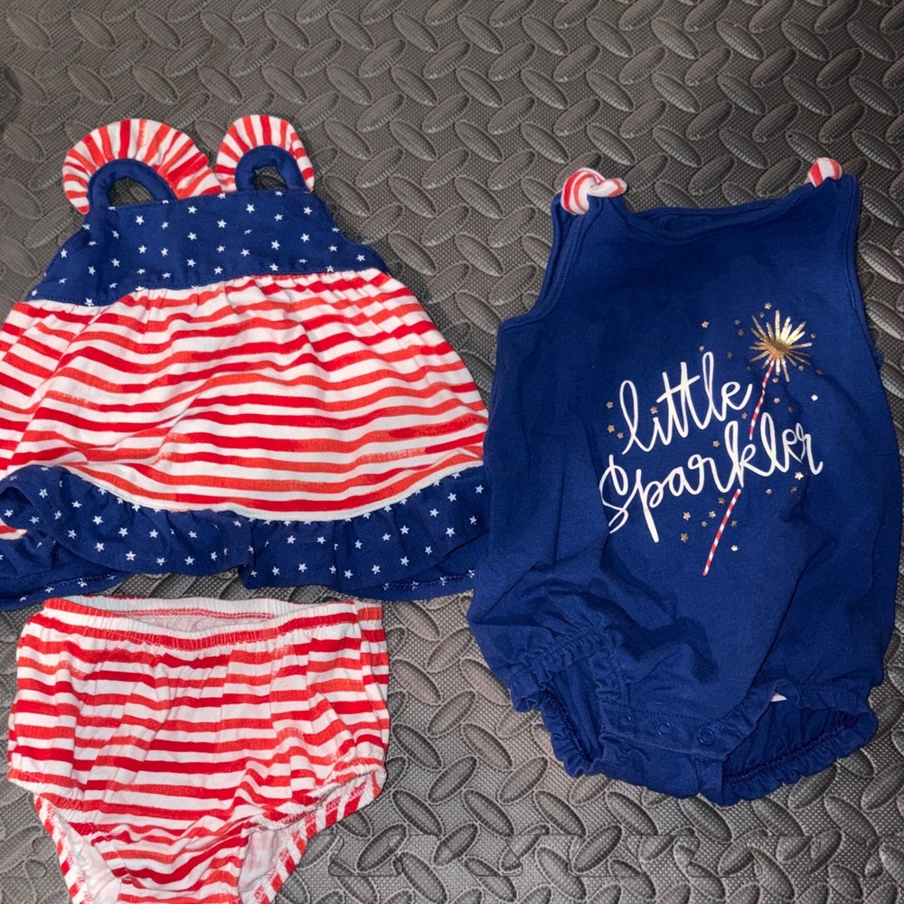 Bundle of Cat & Jack Fourth of July outfits 3-6 month